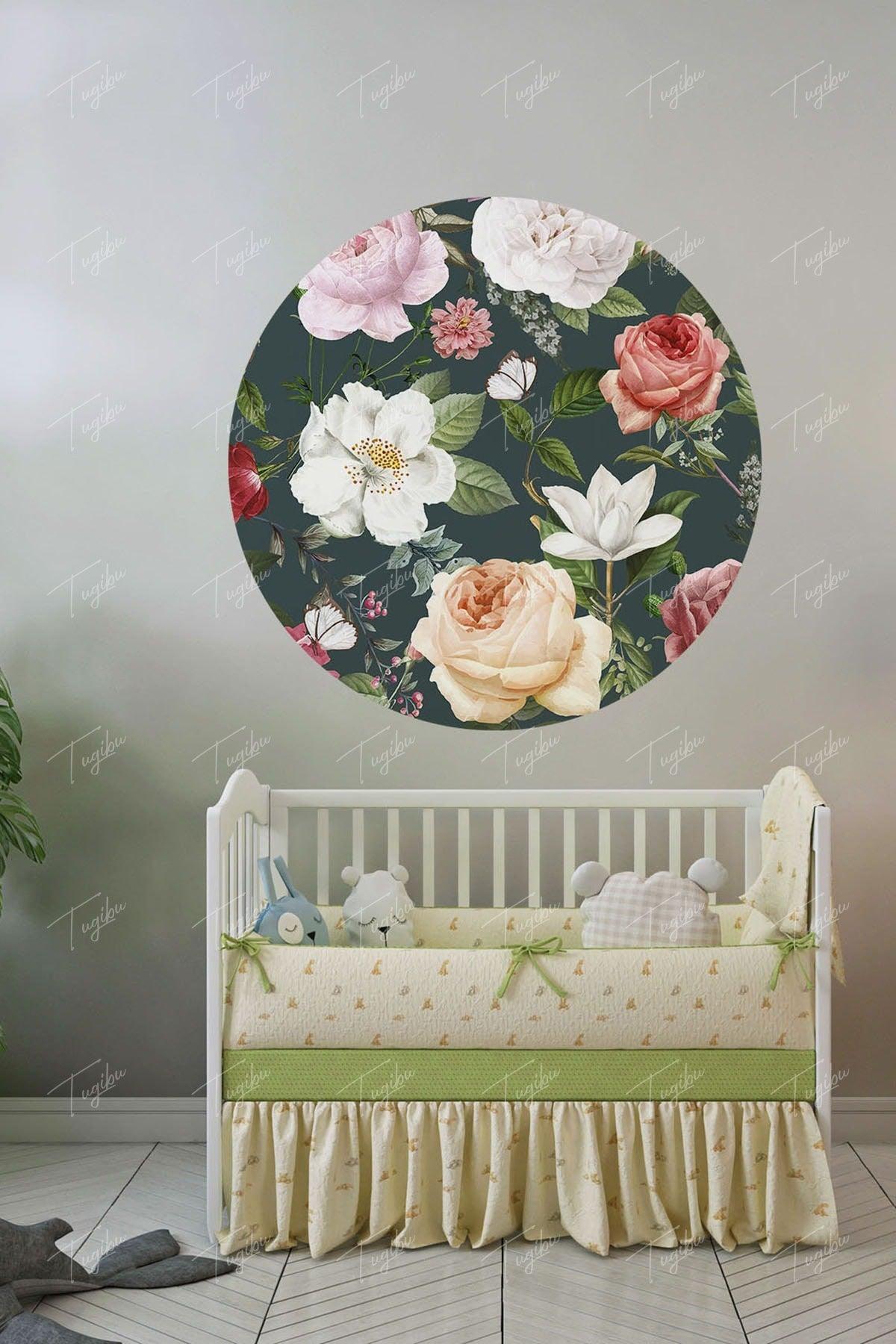 Flowers Round Circle Wall Sticker - Swordslife