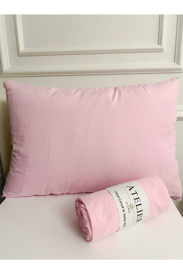 Double 160x200 Pink Ranforce Elastic Fitted Bed Sheet Set - Swordslife