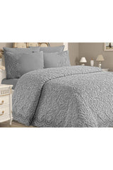 Double Blanket Bedspread Set Gray Color In Dowry Box - Swordslife