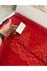 Double Blanket Bedspread Set Red Color In Dowry Box - Swordslife