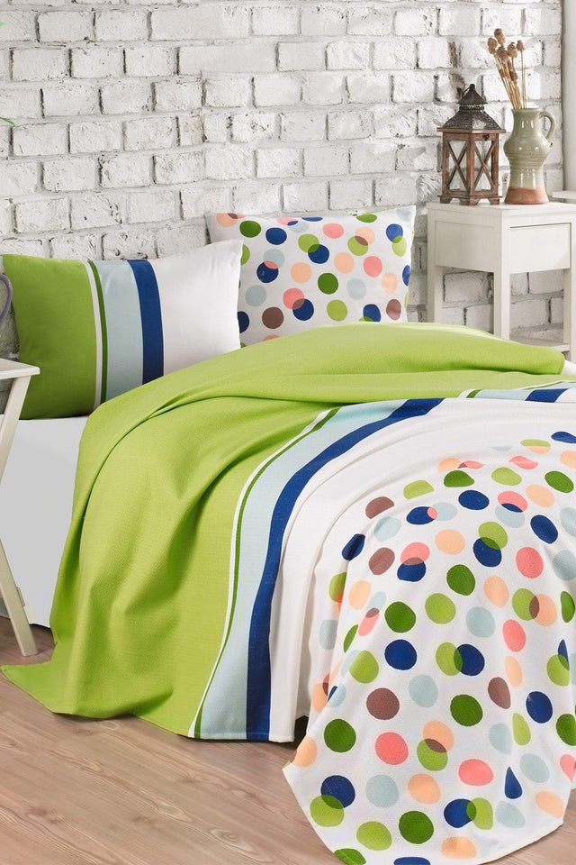 Double Sheet Set 100% Cotton Patterned Luanda Green - Swordslife