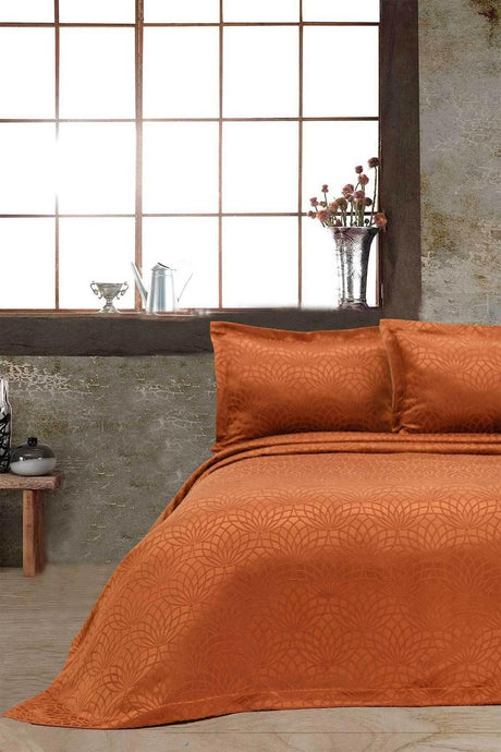 Double Jacquard Chenille Fabric Garden Cinnamon Bedspread Set - Swordslife