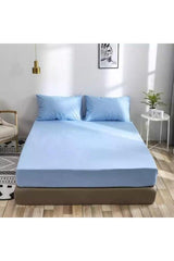 Double Elastic Bed Sheet + 2 Pillow Cases 160x200 Blue - Swordslife