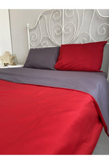 Double Sided Red-dark Gray Color Double Duvet Cover Set - Swordslife