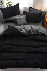 Double Sided Duvet Cover Set Double Black-Smoked - Swordslife