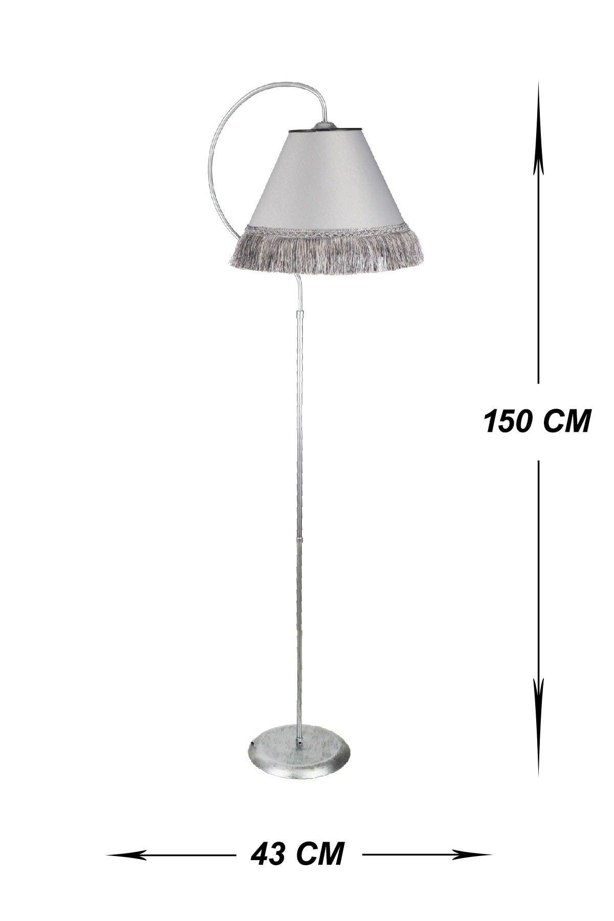 Çise Ellipse Black Silver Patina Gray Tasseled Floor Lamp - Swordslife