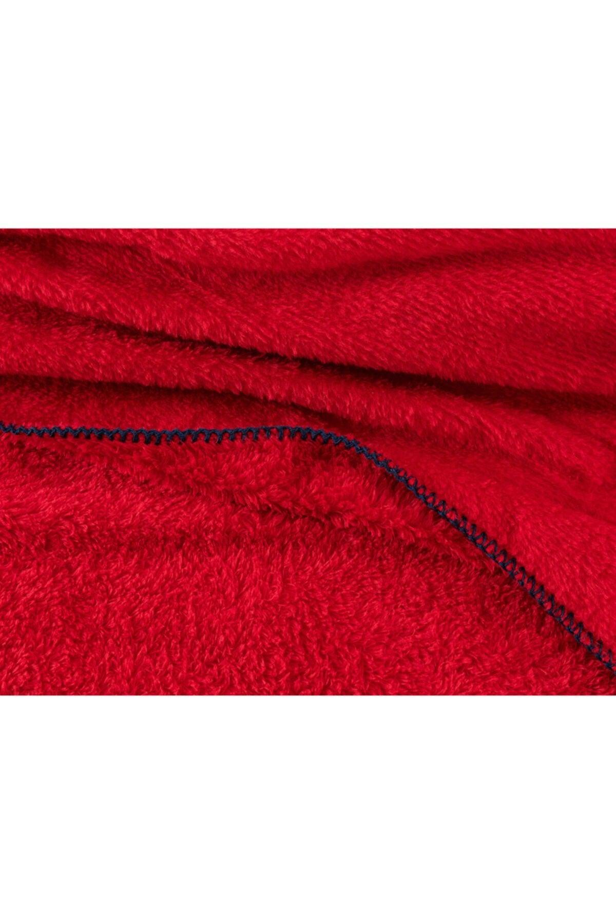 Claire Double Sherpa Plain Blanket - Red - Swordslife