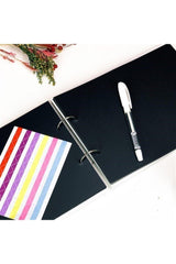 Black Leaf Notebook with Clapper Cover