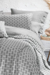 Clara Double Dobby Pique Bedspread Set - Gray - Swordslife