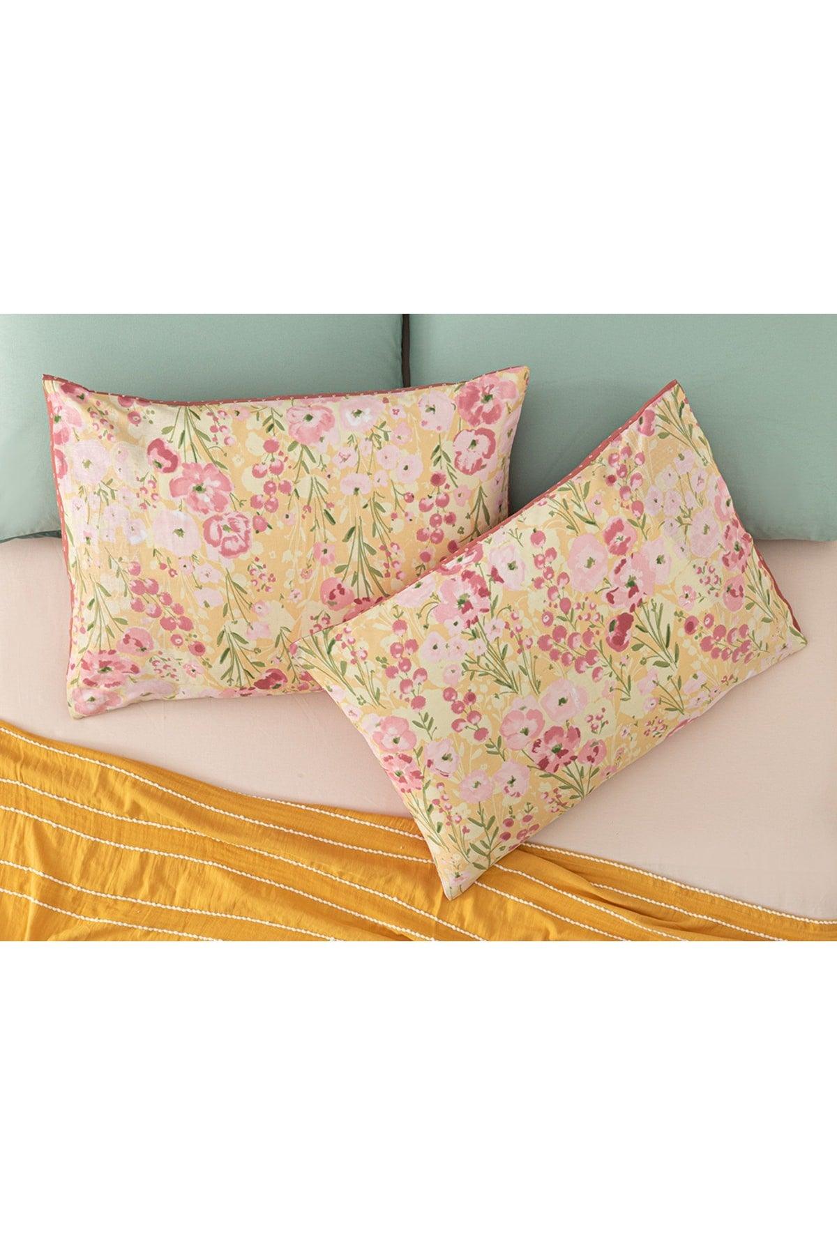 Clarkia Cotton 2-Pack Pillowcase 50x70 Cm Yellow - Swordslife