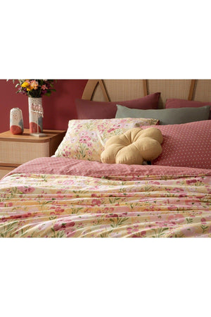 Clarkia Cotton Double Duvet Cover Set 200x220 Cm Yellow - Swordslife