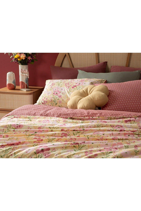 Clarkia Cotton Double Duvet Cover Set 200x220 Cm Yellow - Swordslife