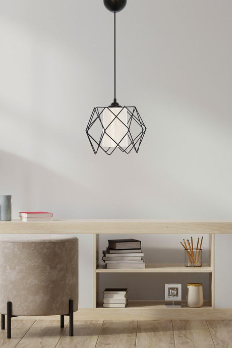 Koza White Glass One Kitchen, Hallway, Hallway Pendant Chandelier - Swordslife