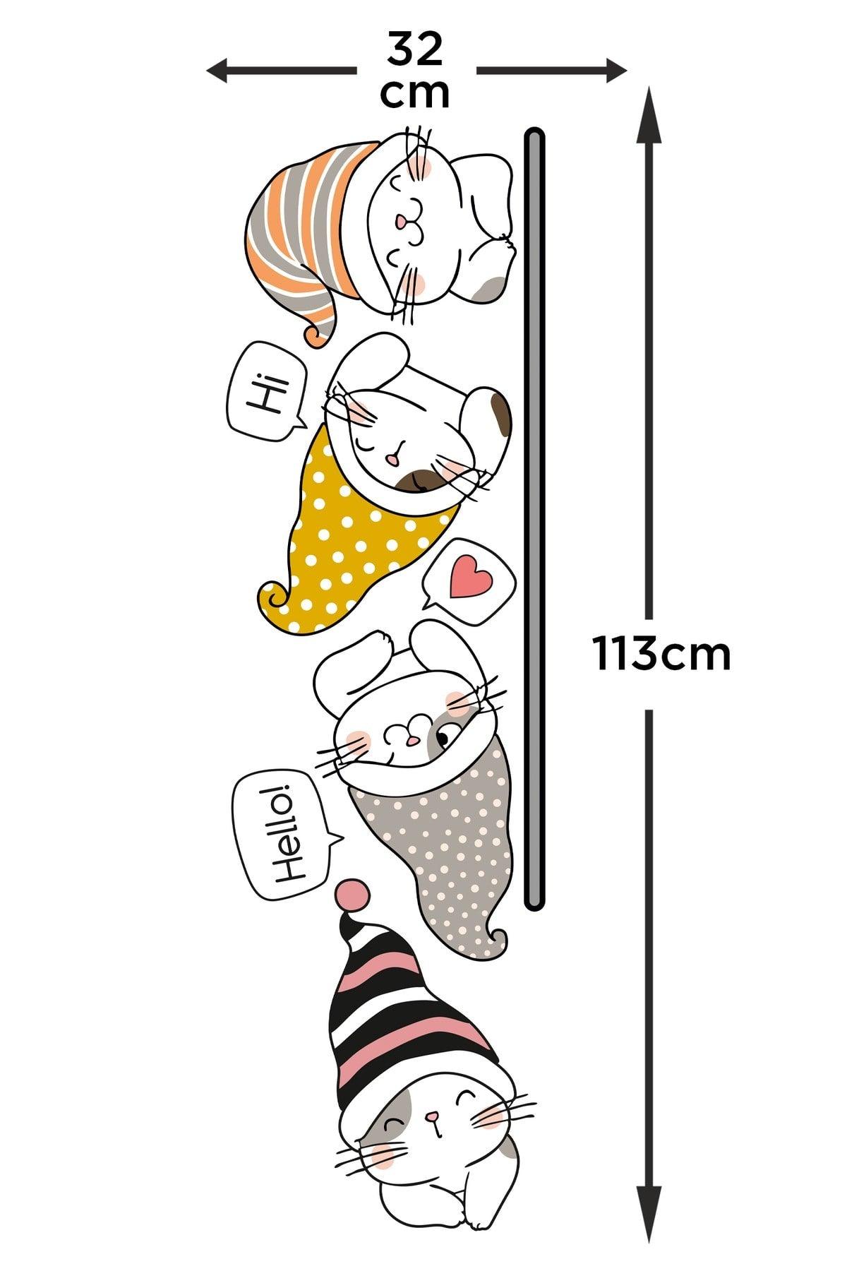 Kids Room Door Side Wardrobe Wall And Multi-Purpose Sticker Cute Kitties Wall Ornament - Swordslife