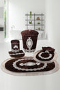 Coffee Exclusive Lacy Bathroom Dirty Laundry Basket and Bath Mat Set 6 Pcs - Swordslife