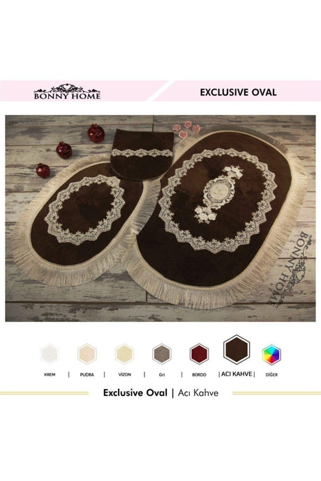 Coffee Exclusive Lacy Bathroom Dirty Laundry Basket and Bath Mat Set 6 Pcs - Swordslife