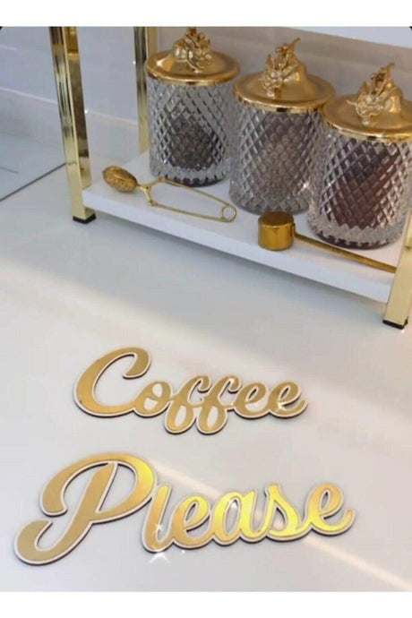 Coffee Please Gold Plexi Graffiti Kitchen Decor - Swordslife