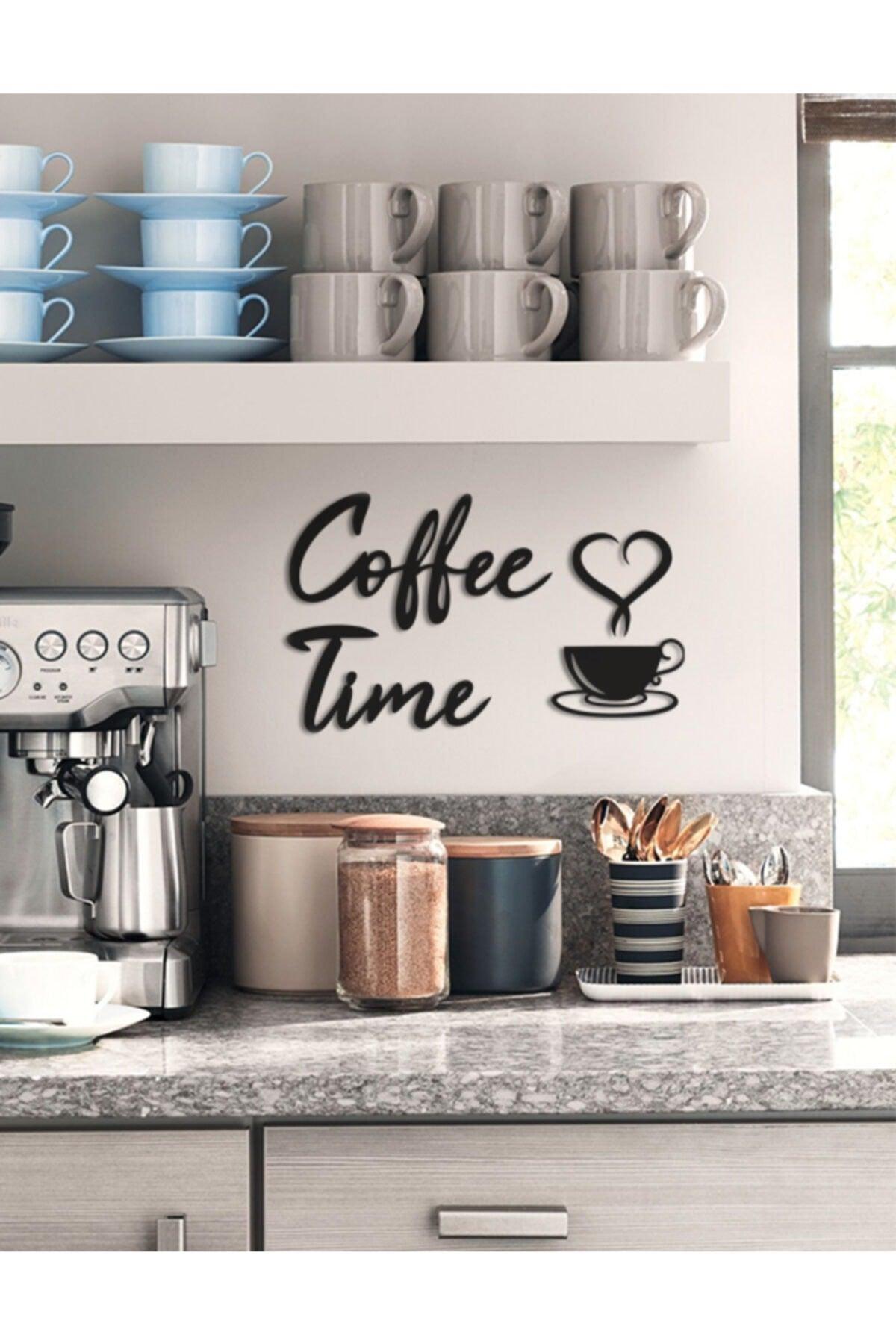 Coffee Time Wooden Modern Coffee Corner Kitchen Wall Decor - Swordslife