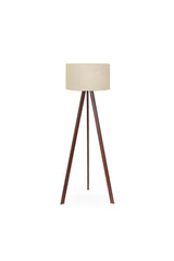 Desert Beige Round Fabric Cylinder Head Wooden Tripod Floor Lamp Ayd-2581 - Swordslife