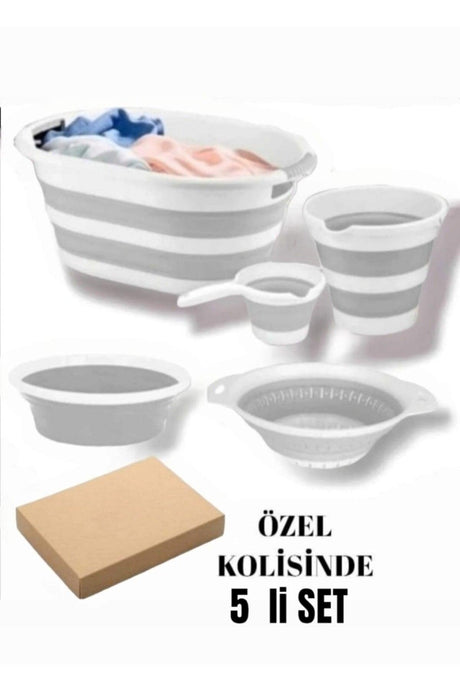 Foldable Multi Set of 5 Basket Bucket Cups Basin Strainer - Swordslife