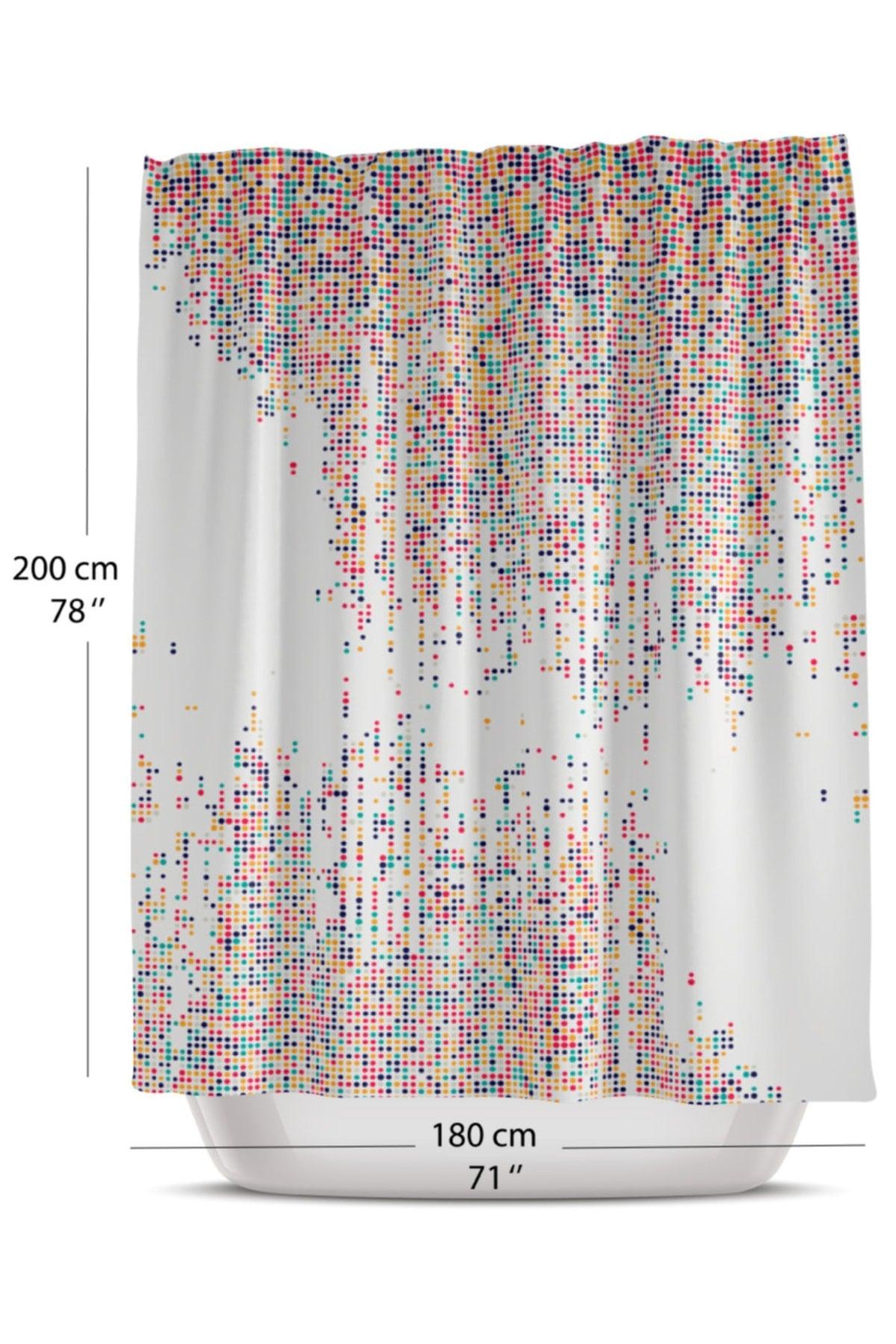 Colorful Dotted Bathroom Shower Curtain-single Sash Bath Curtain 180x200cm Bathtub Curtain - Swordslife