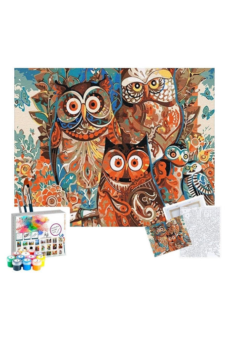 Colored Owls Color by Number Hobby Kit