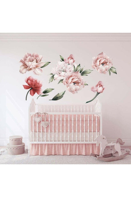Colorful Peony Flowers Giant Wall Sticker - Swordslife