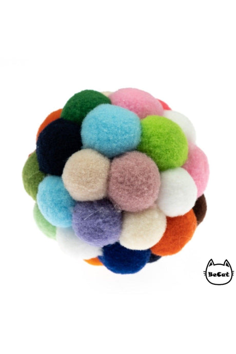 Colorful Pompom Sound Cat Play Ball - 6 Cm