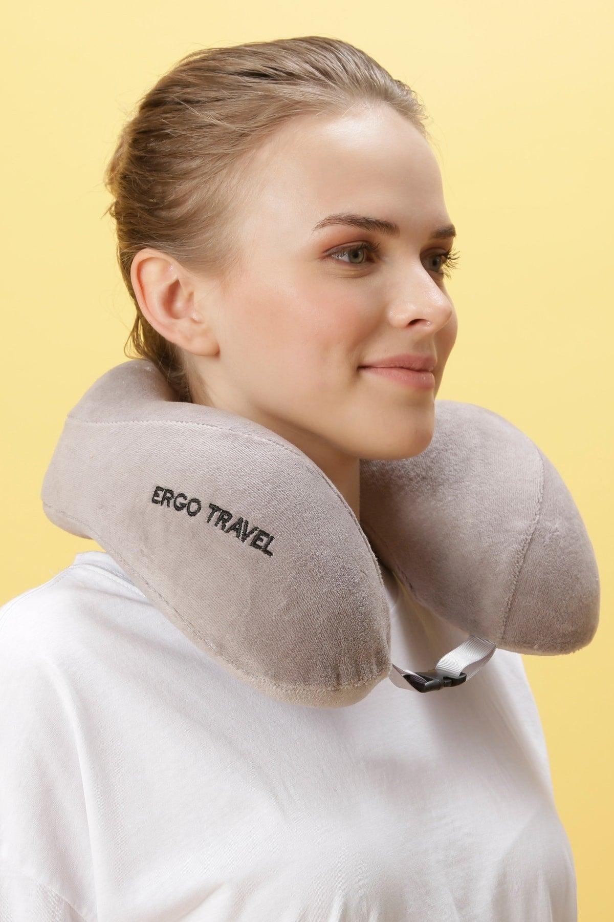 Comfort Orthopedic Travel Pillow Visco Neck Pillow - Gray - Swordslife