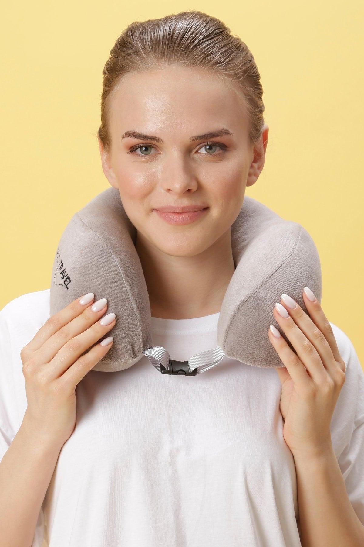 Comfort Orthopedic Travel Pillow Visco Neck Pillow - Gray - Swordslife