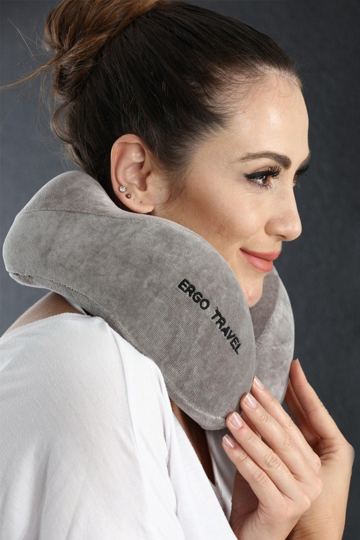 Comfort Orthopedic Travel Pillow Visco Neck Pillow - Gray - Swordslife