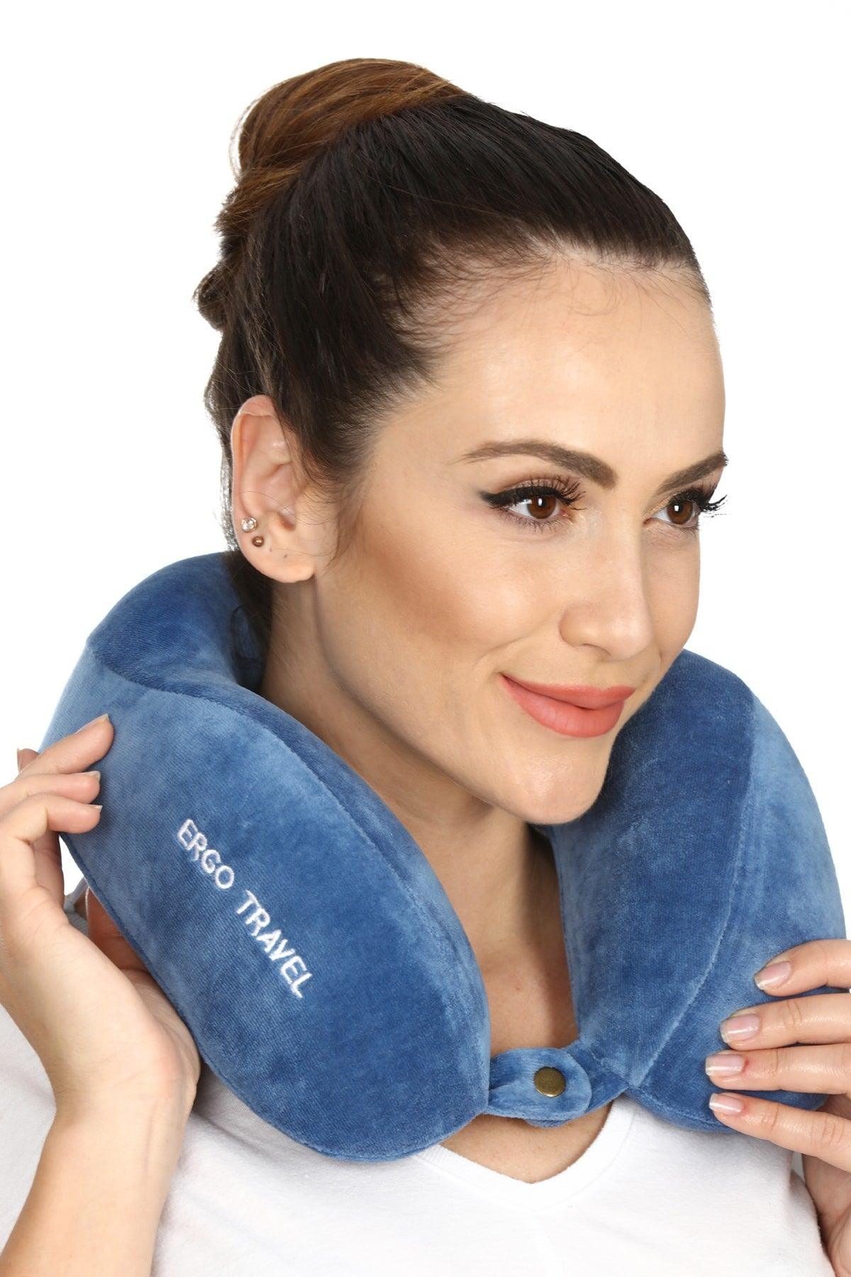 Comfort Orthopedic Travel Pillow Visco Neck Pillow - Blue - Swordslife