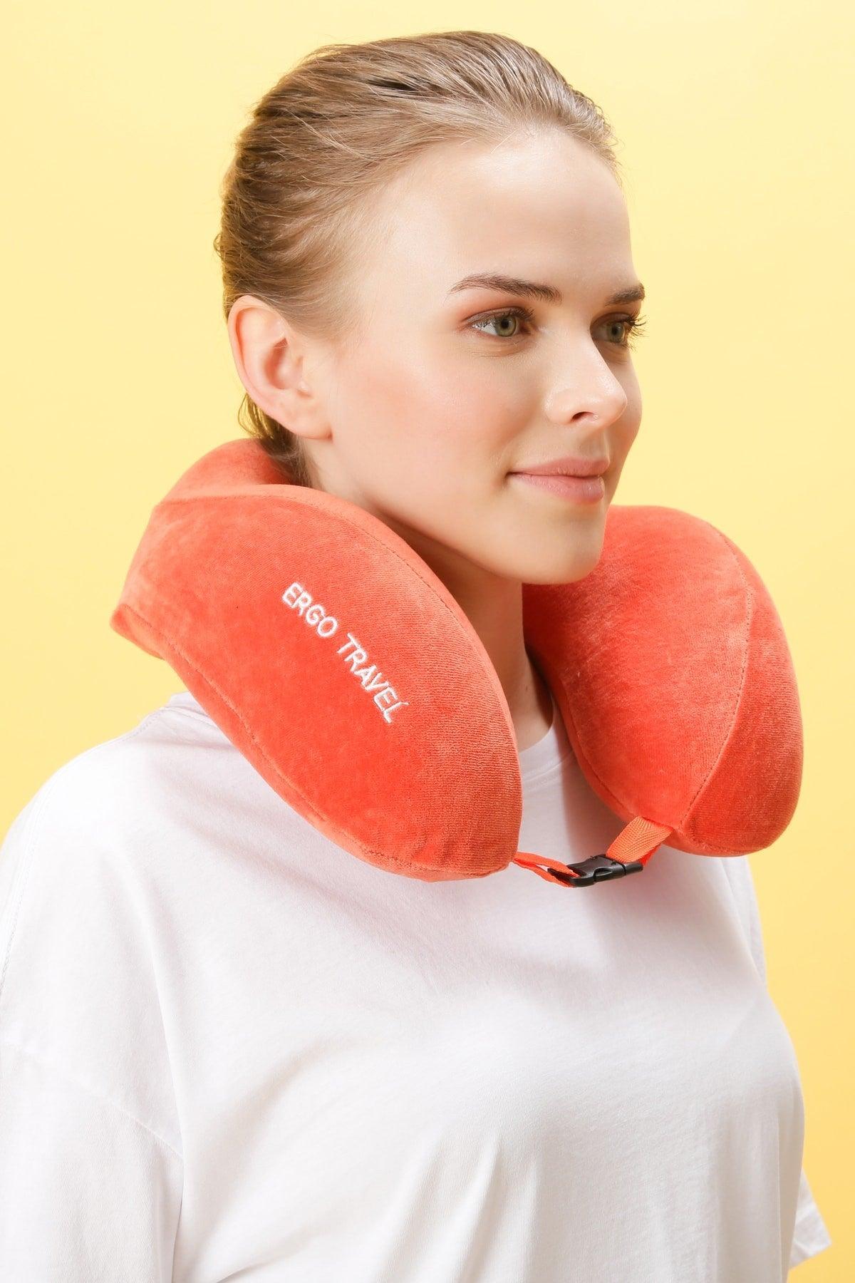 Comfort Orthopedic Travel Pillow Visco Neck Pillow - Orange - Swordslife