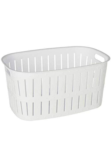 Cornered White Bamboo Laundry Basket 20lt