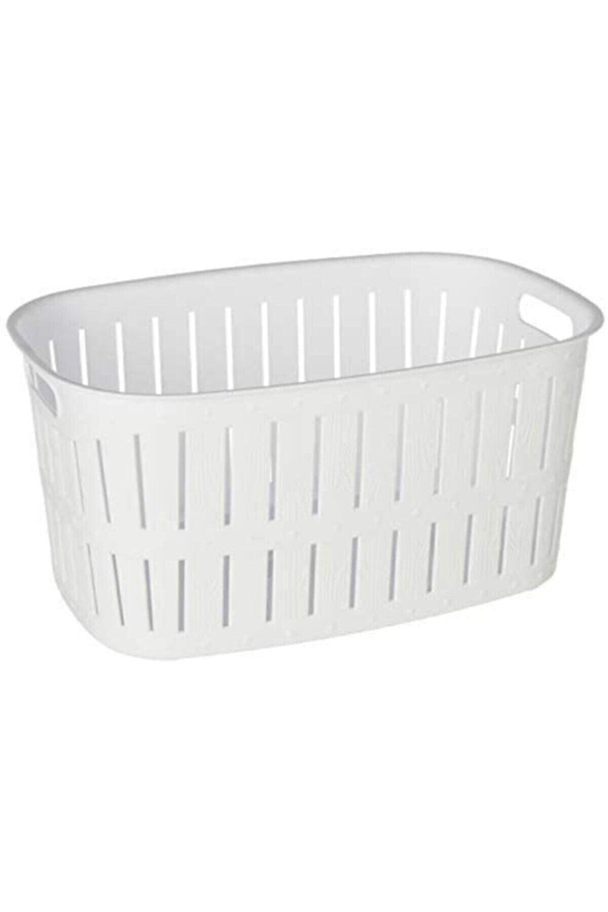 Cornered White Bamboo Laundry Basket 20lt