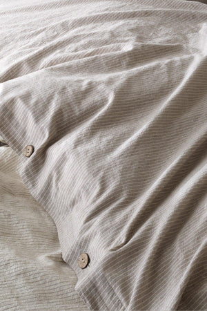 Cottage 100% Cotton Oversized Washed Yarn Dyed Striped Duvet Cover Set Brown - Swordslife