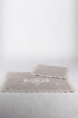 Cotton Lux Cornered Cappuccino 2-Piece Cotton Bath Mat Set Dowry Closet Set - Swordslife
