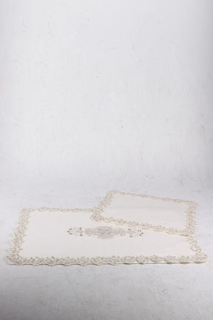 Cotton Lux Cornered Cream Set of 2 Cotton Bath Mats Dowry Closet Set - Swordslife