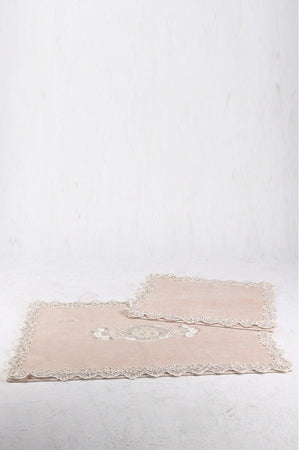 Cotton Lux Cornered Mink 2-Piece Cotton Bathroom Carpet Mat Set Dowry Closet Set - Swordslife