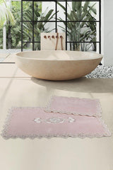 Cotton Lux Cornered Powder 2-Piece Cotton Bathroom Carpet Mat Set Dowry Closet Set - Swordslife