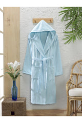 Cotton Velvet Hooded Unisex Mint Bathrobe - Swordslife