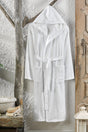 Cotton Velvet Hooded Unisex White Bathrobe - Swordslife