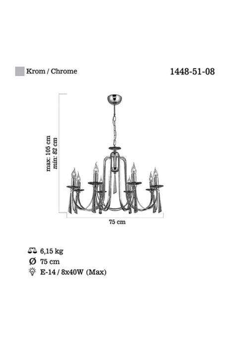 Countess 8 Li Chrome Chandelier 8xe14 - Swordslife