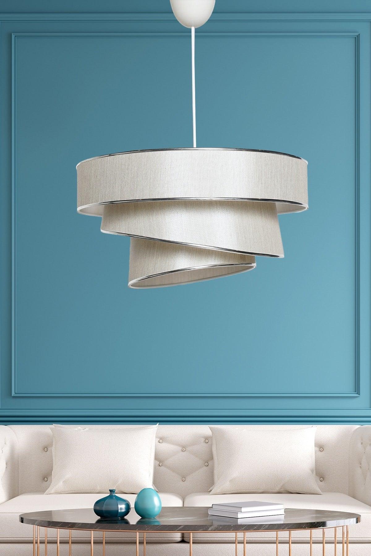 Couper Pendant Lamp Chandelier Beige Silver Mdrn-45