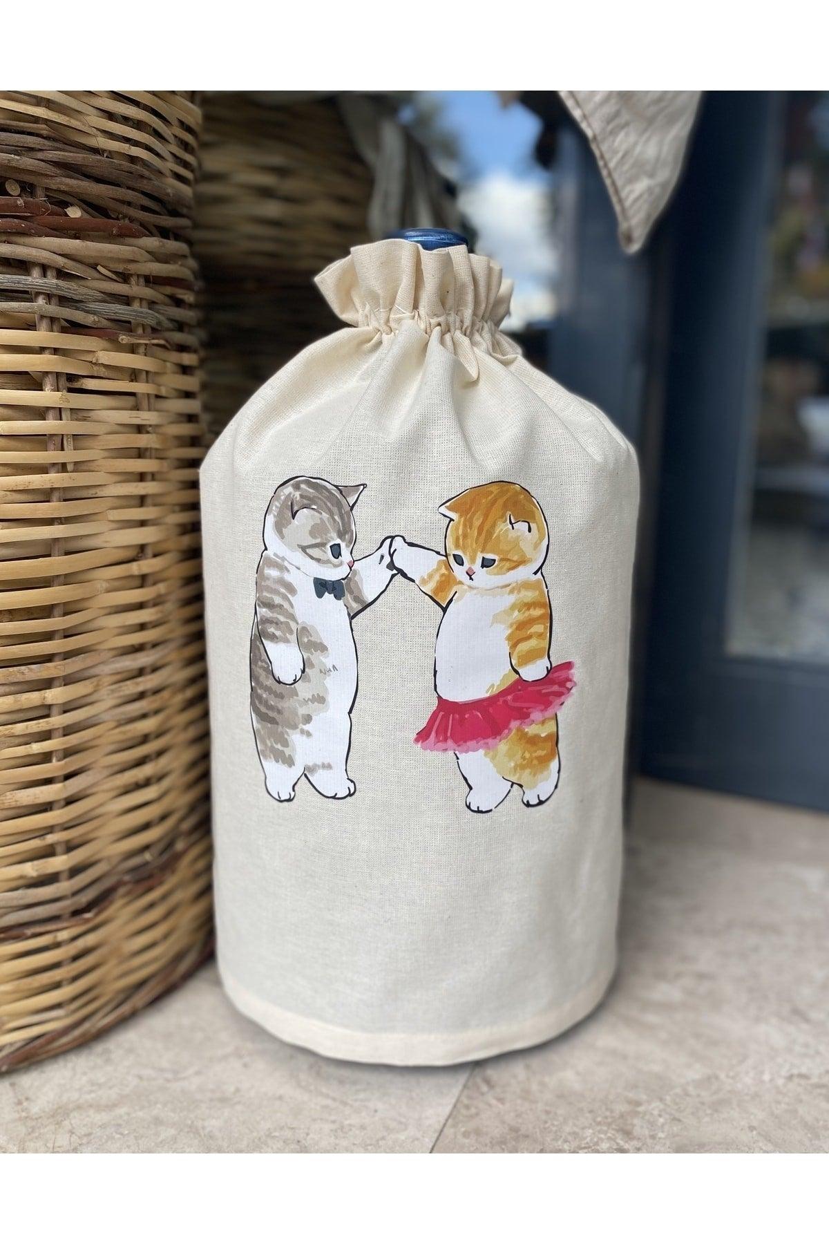 Cream Carboy Cover Dancing Cats Printed - Swordslife