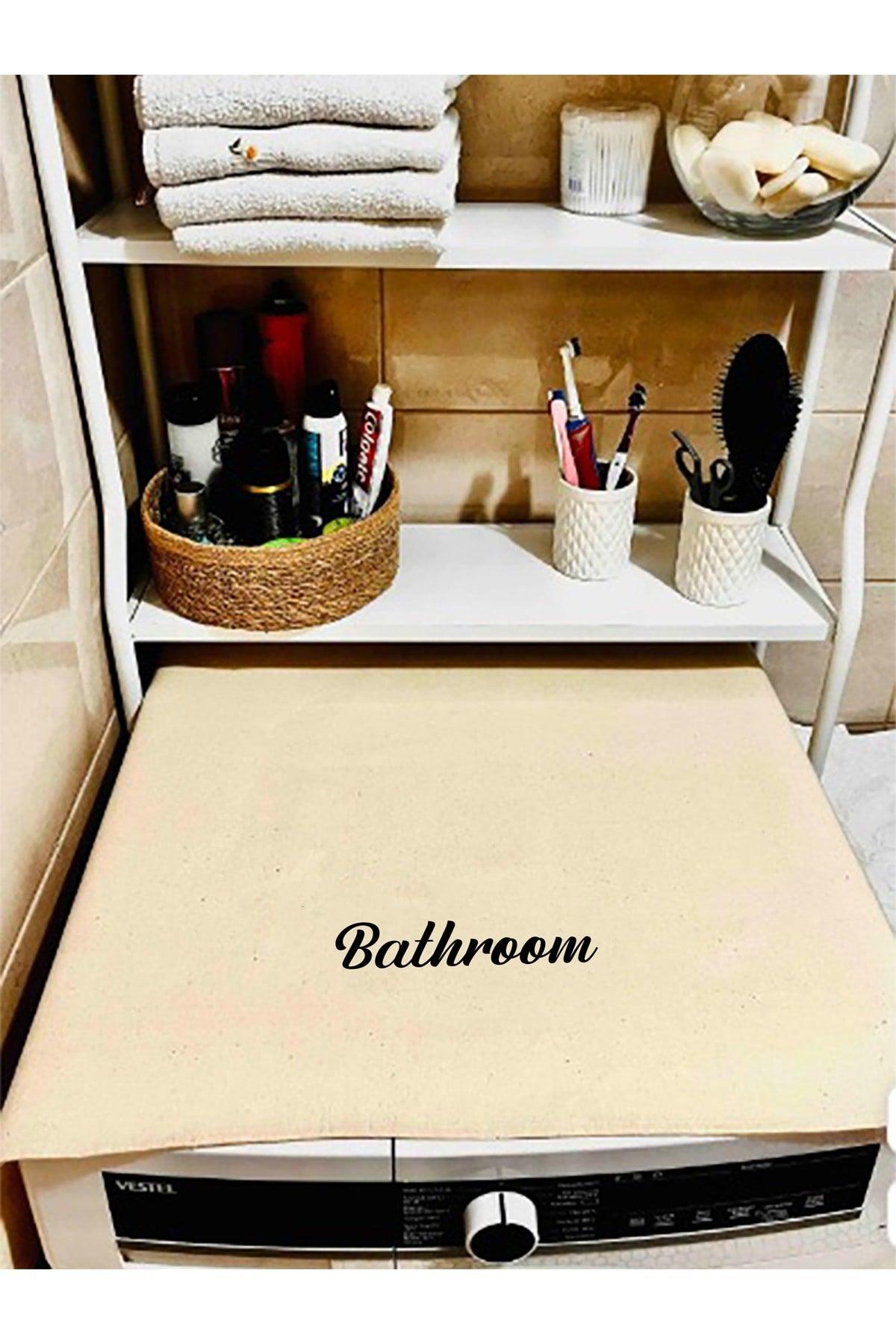 Cream Washing Machine Cover Bathroom Printed - Swordslife