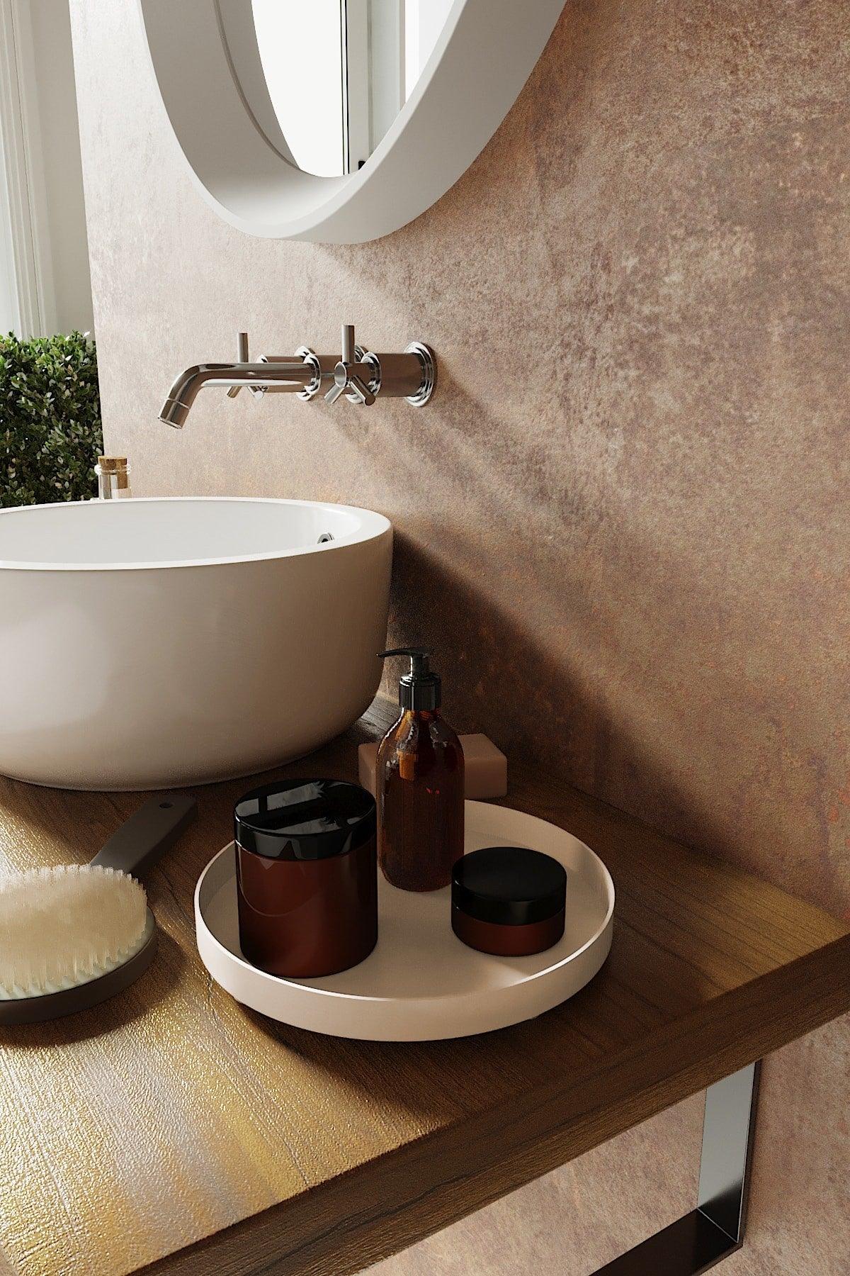 Cream Color Round Skin Bathroom Organizer - Swordslife