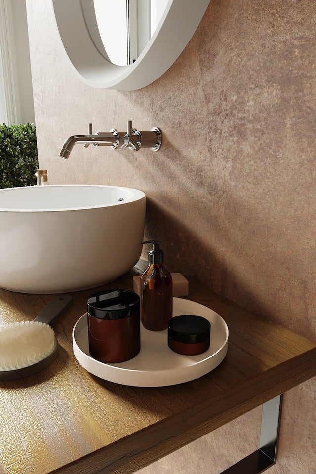 Cream Color Round Skin Bathroom Organizer - Swordslife