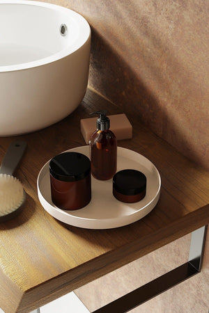 Cream Color Round Skin Bathroom Organizer - Swordslife