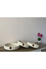 Cream Color Triple Thin Basket Set, Cotton Decorative Basket Set, Presentation Holder, Breakfast Box, Straw, Cotton Rope - Swordslife